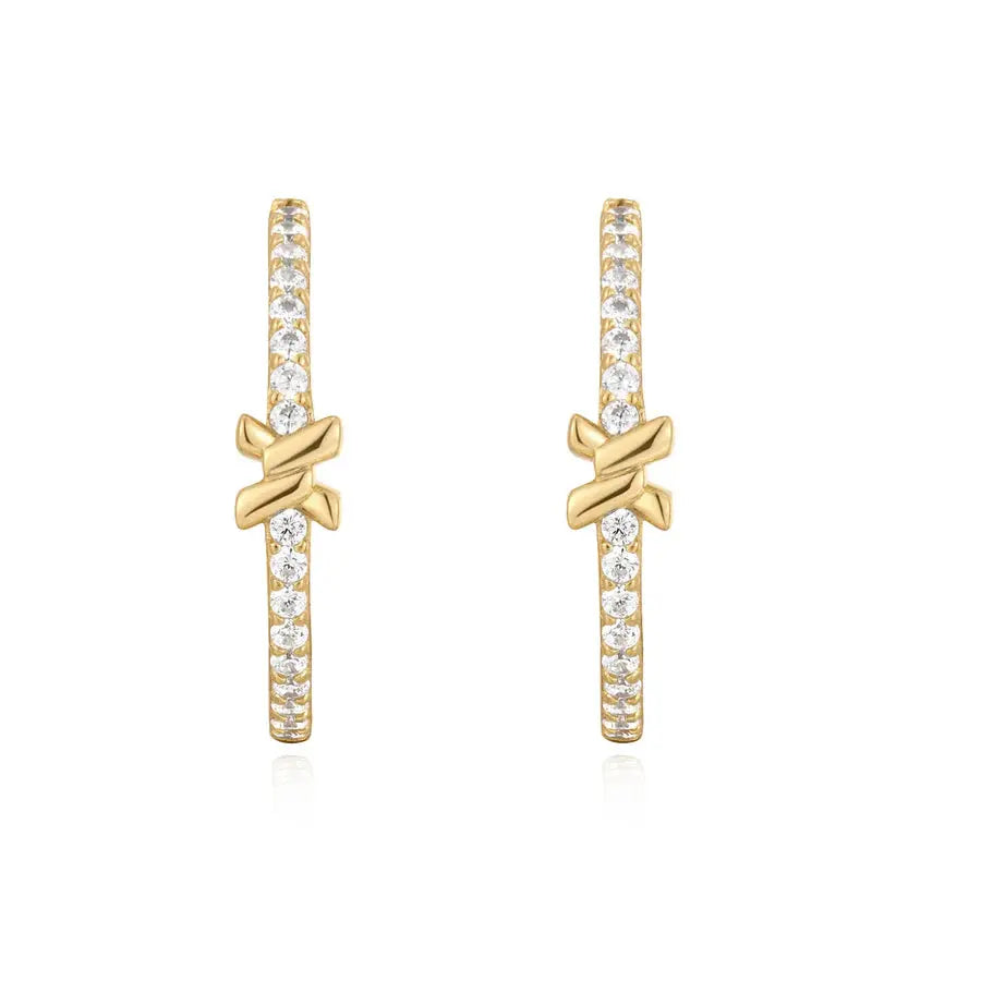 Ania Haie E061-14G Σκουλαρίκια Cross Hoops από Επιχρυσωμένο Ασήμι