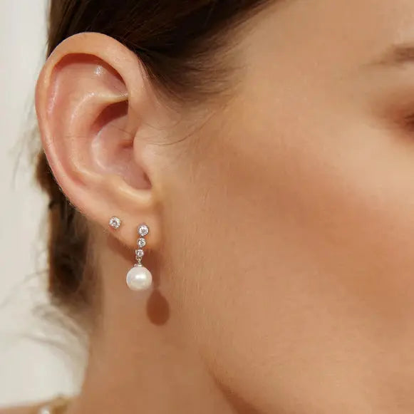 Ania Haie E065-03H Σκουλαρίκια Shell Pearl Drop από Επιπλατινωμένο Ασήμι Ania Haie