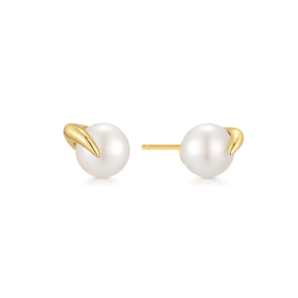 Ania Haie E069-01G Σκουλαρίκια Pearl Claw από Επιχρυσωμένο Ασήμι με Πέρλες