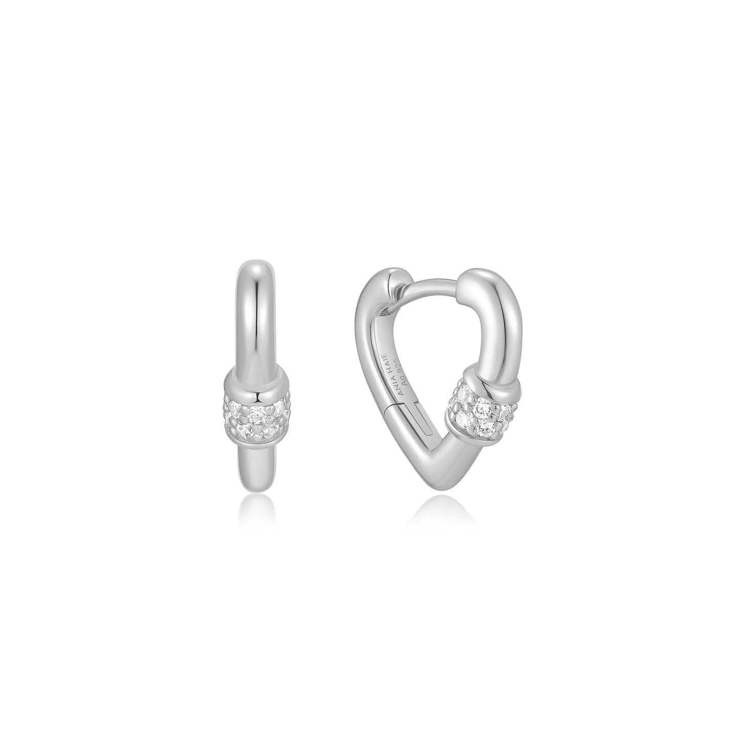 Ania Haie E069-04H Σκουλαρίκια Mini Heart Claps Huggie Hoop από Ασήμι