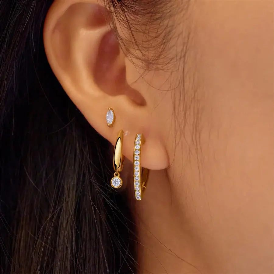 Ania Haie E074-08G Σκουλαρίκια Sparkle Heart Hoop από Επιχρυσωμένο Ασήμι