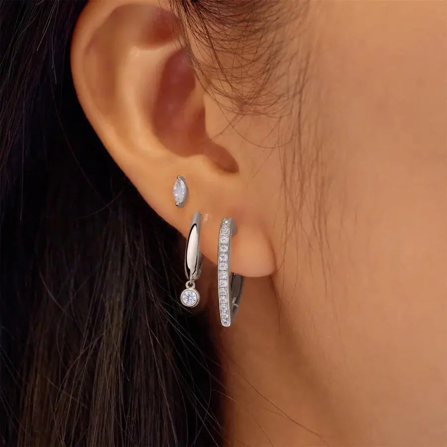 Ania Haie E074-08H Σκουλαρίκια Sparkle Heart Hoop από Επιπλατινωμένο Ασήμι