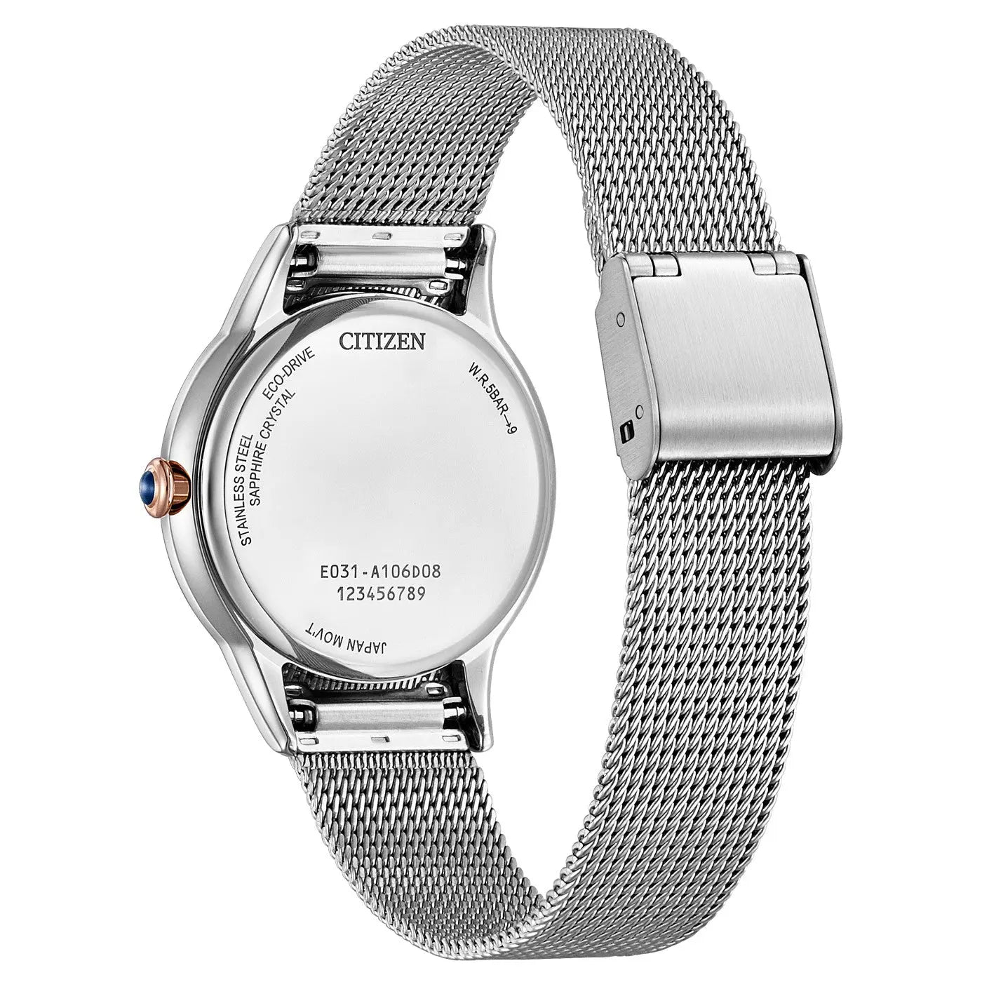 Citizen EM1156-80X Eco-Drive Mesh Stainless Steel Bracelet