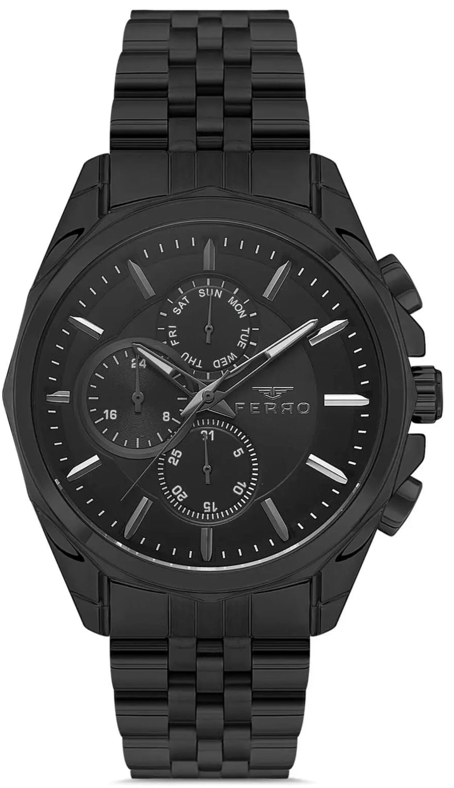Ferro FM11391AWT-G Multifunction Black Stainless Steel Bracelet