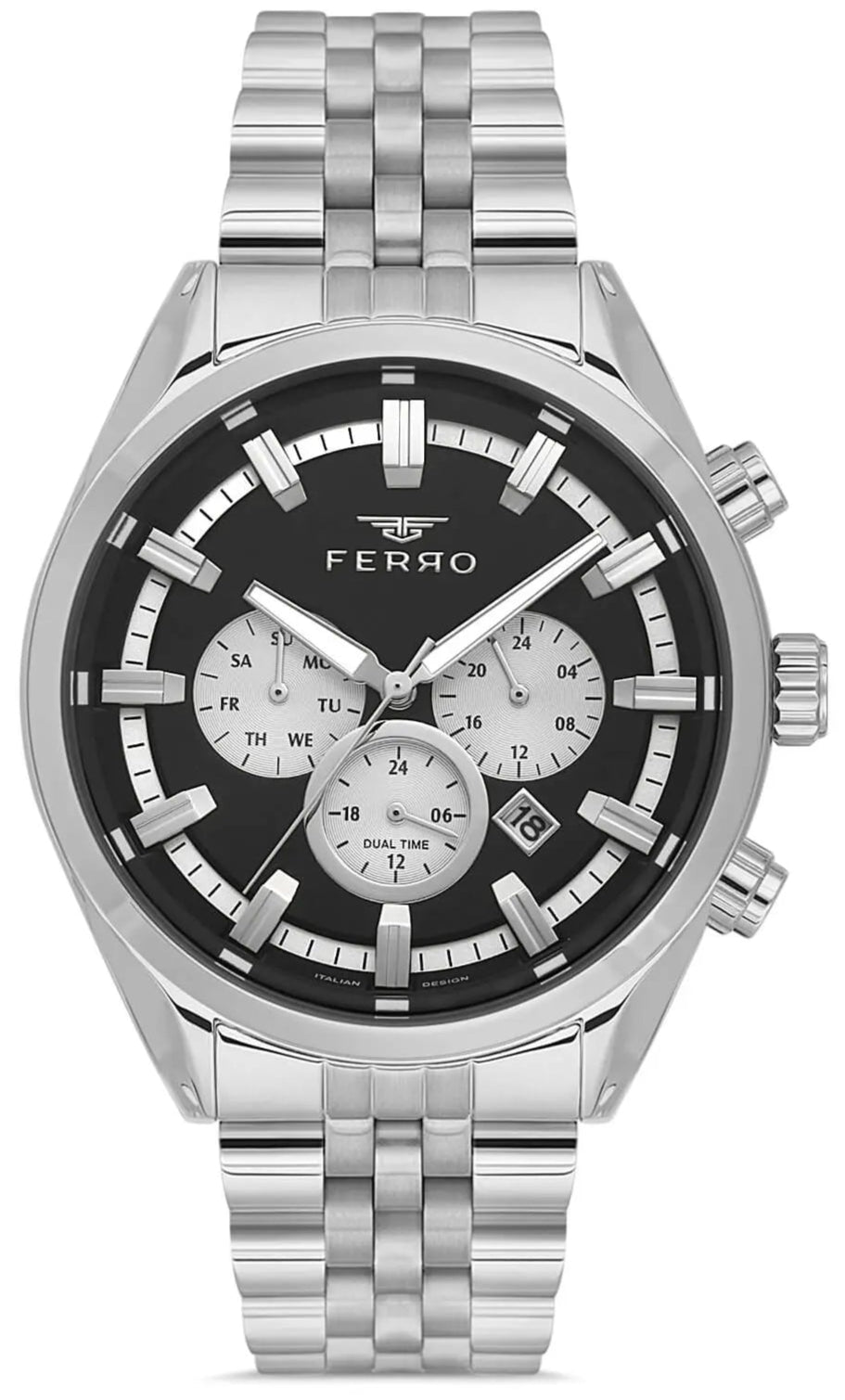 Ferro FM11507AWT-A2 Dual Time Stainless Steel Bracelet