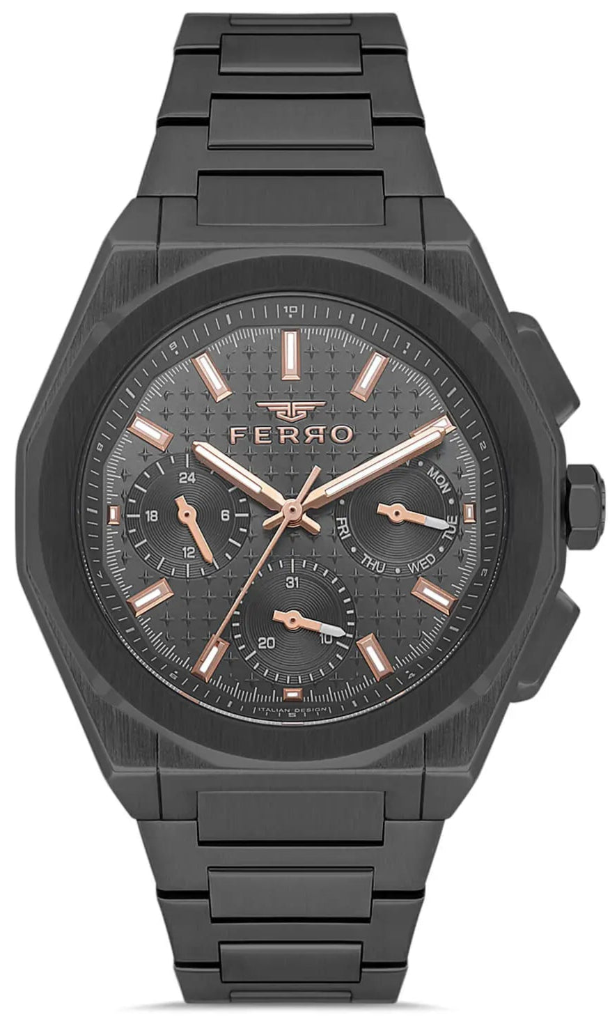 Ferro FM43013A-V Multifunction Black Stainless Steel Bracelet