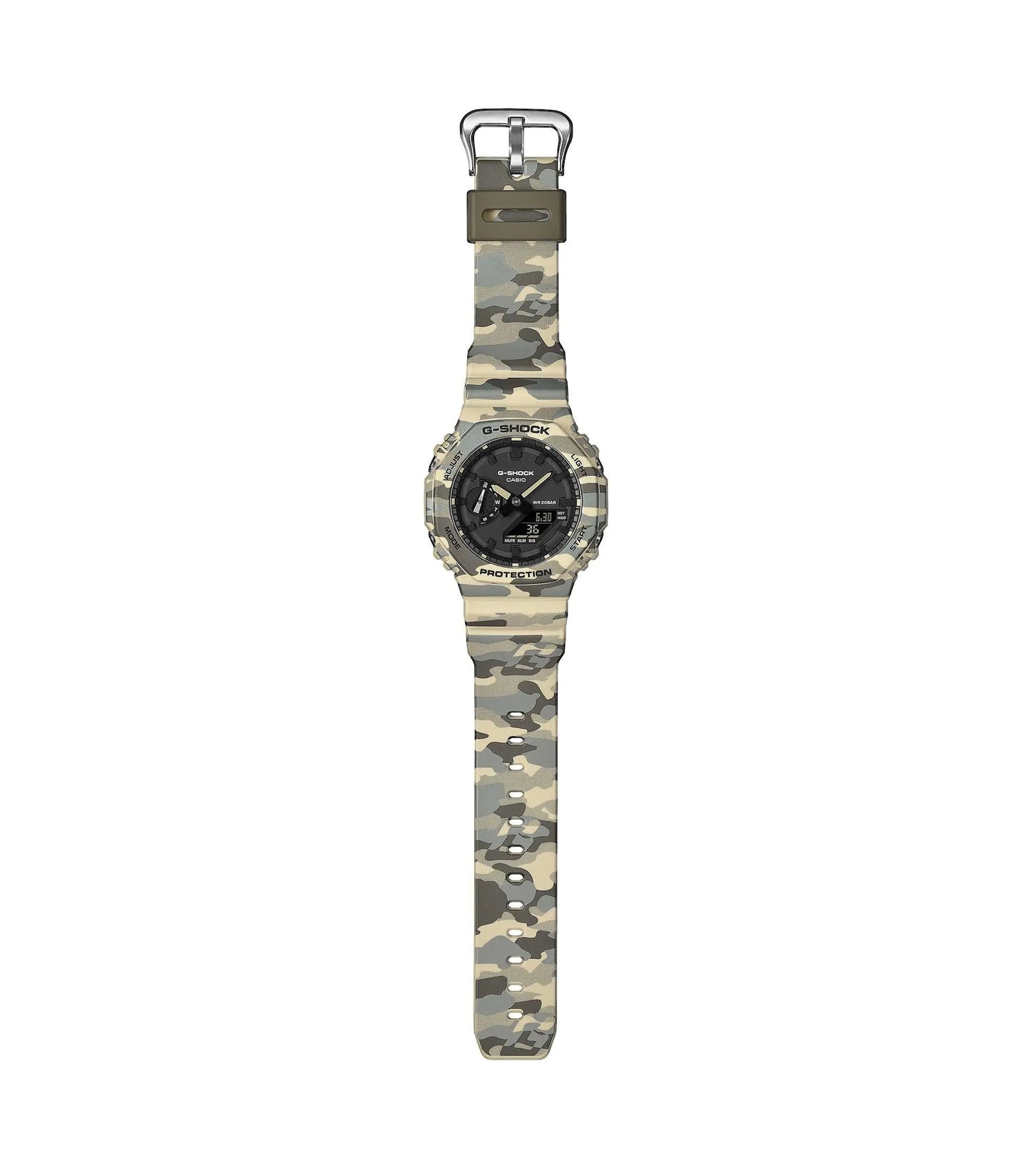 Casio GA-2100CM-5AER G-Shock Camo Beige Rubber Strap