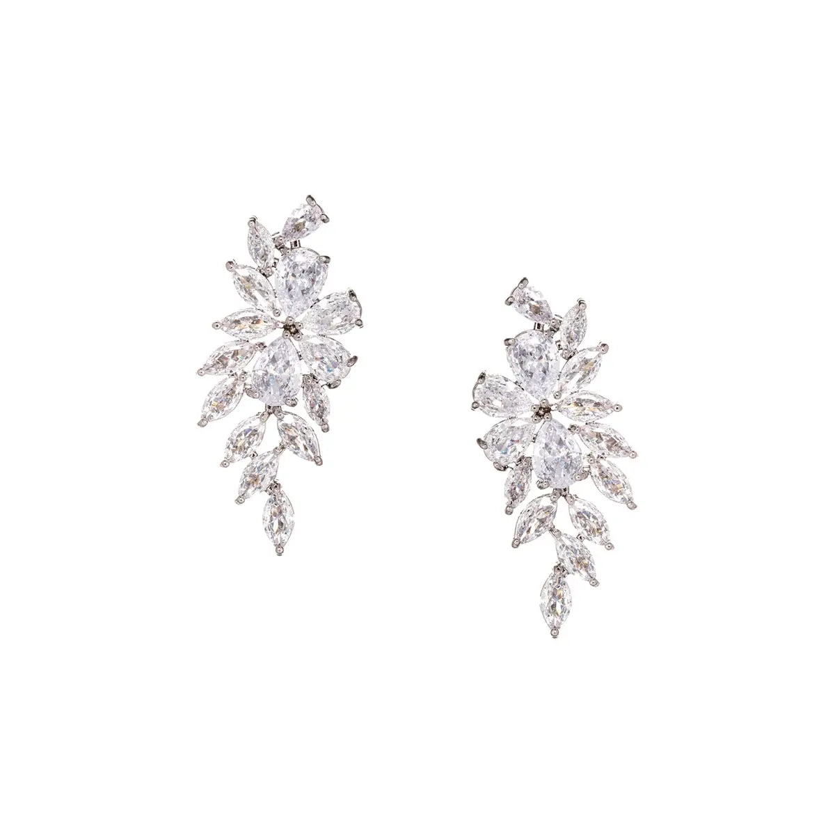Gloria Hope GH24W-10066 Νυφικά Σκουλαρίκια Από Ατσάλι με Λευκά Ζιργκόν