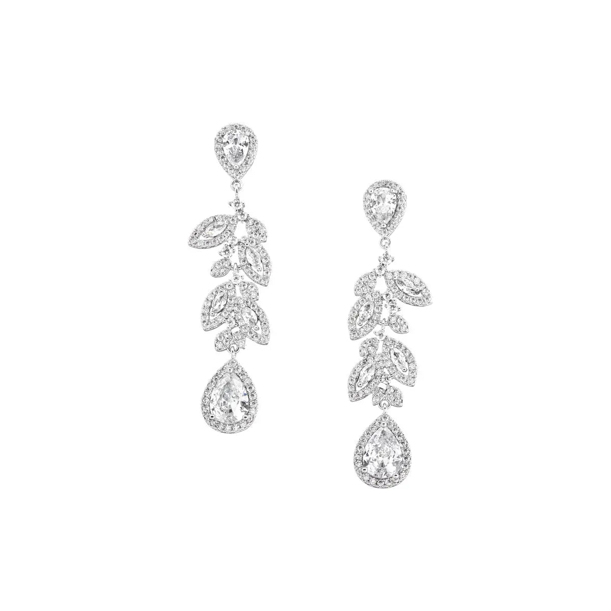 Gloria Hope GH24W-10071 Νυφικά Σκουλαρίκια Από Ατσάλι με Λευκά Ζιργκόν