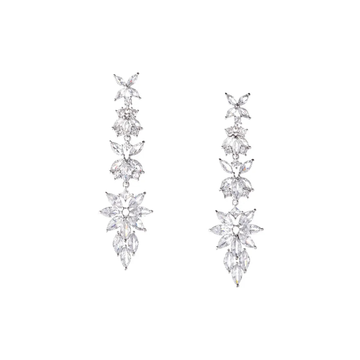 Gloria Hope GH24W-10074 Νυφικά Σκουλαρίκια Από Ατσάλι με Λευκά Ζιργκόν