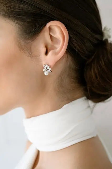 Gloria Hope GH23W-10033 White Zircon Steel Bridal Earrings