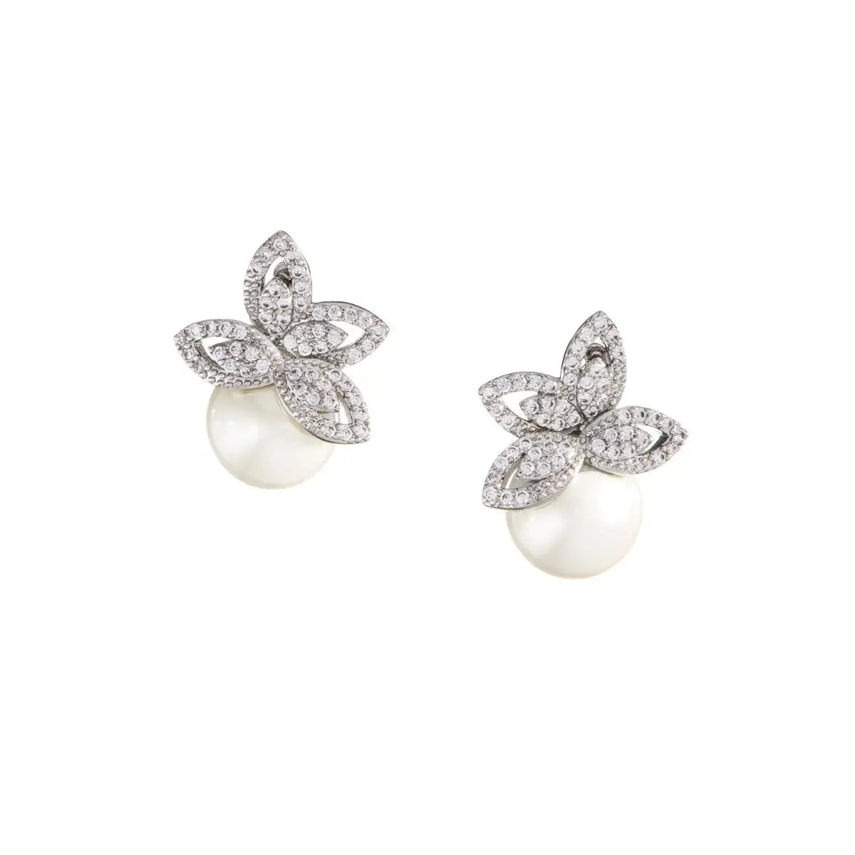 Gloria Hope GH23W-10033 White Zircon Steel Bridal Earrings