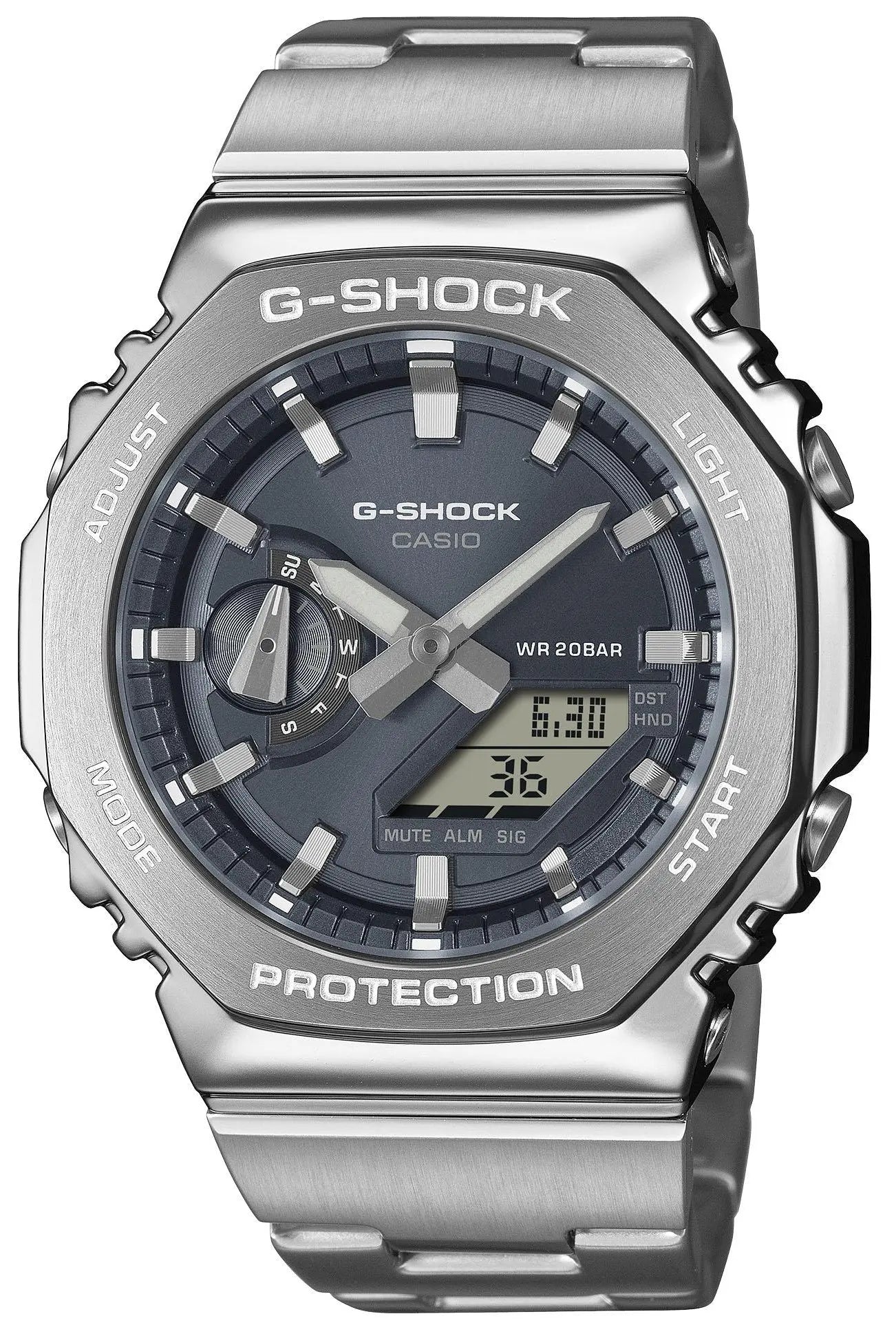 Casio GM-2110D-8AER G-Shock Anadigi Stainless Steel Bracelet