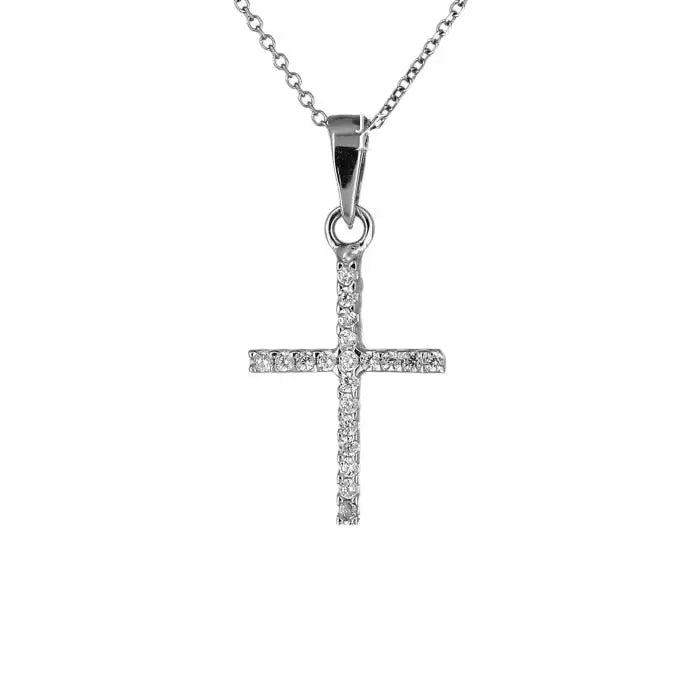 Κολιέ GM1030W Σταυρός Από Επιπλατινωμένο Ασήμι με Ζιργκόν