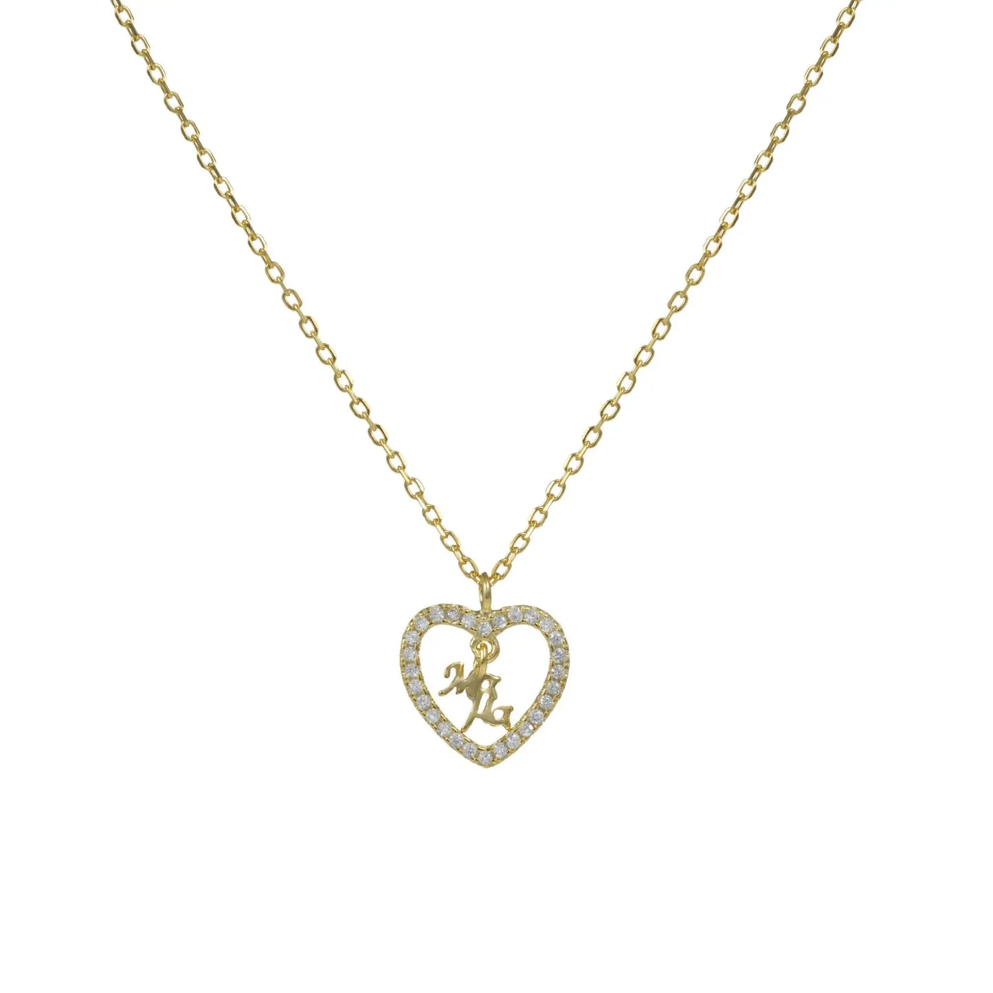 Mother's Necklace GM401G Gold Plated Silver with Heart