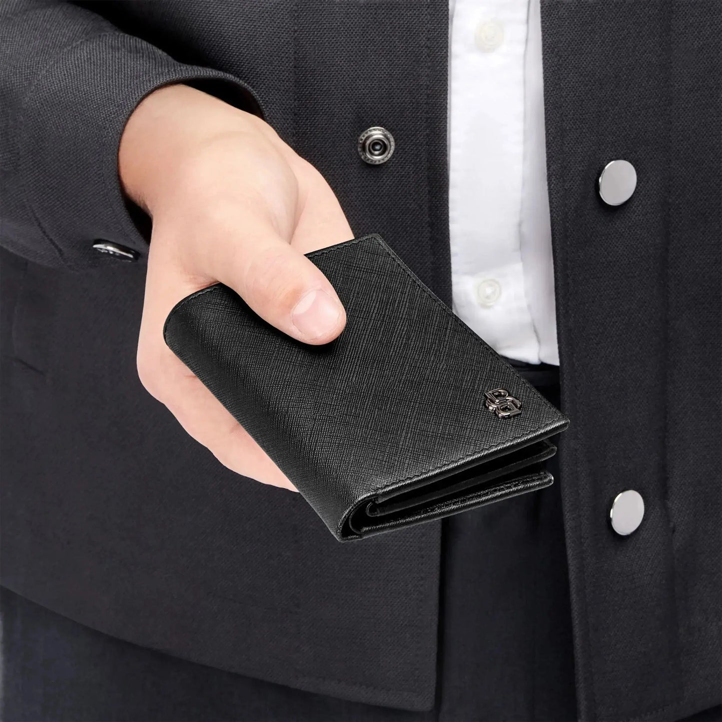 HUGO BOSS HLF526A Καρτοθήκη Double B Saffiano Black Card Holder Hugo Boss