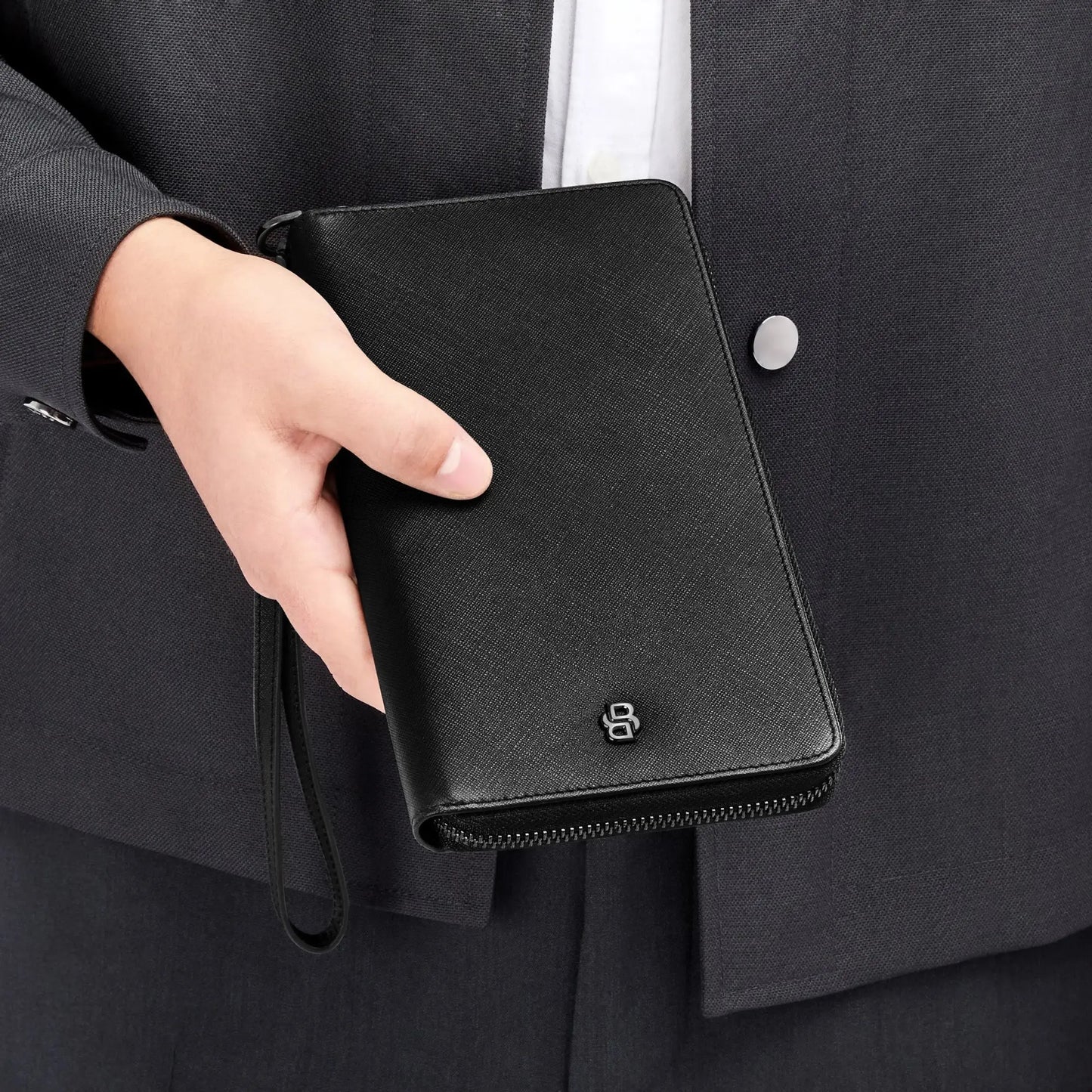 HUGO BOSS HLL526A Πορτοφόλι Double B Saffiano Black Travel Wallet Hugo Boss