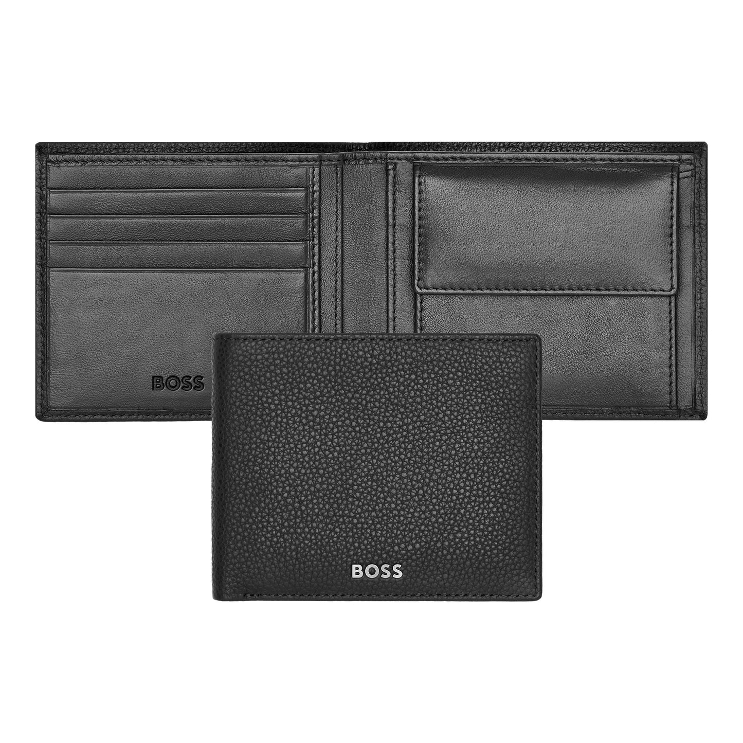 HUGO BOSS HLM416A Πορτοφόλι Grained Black Wallet