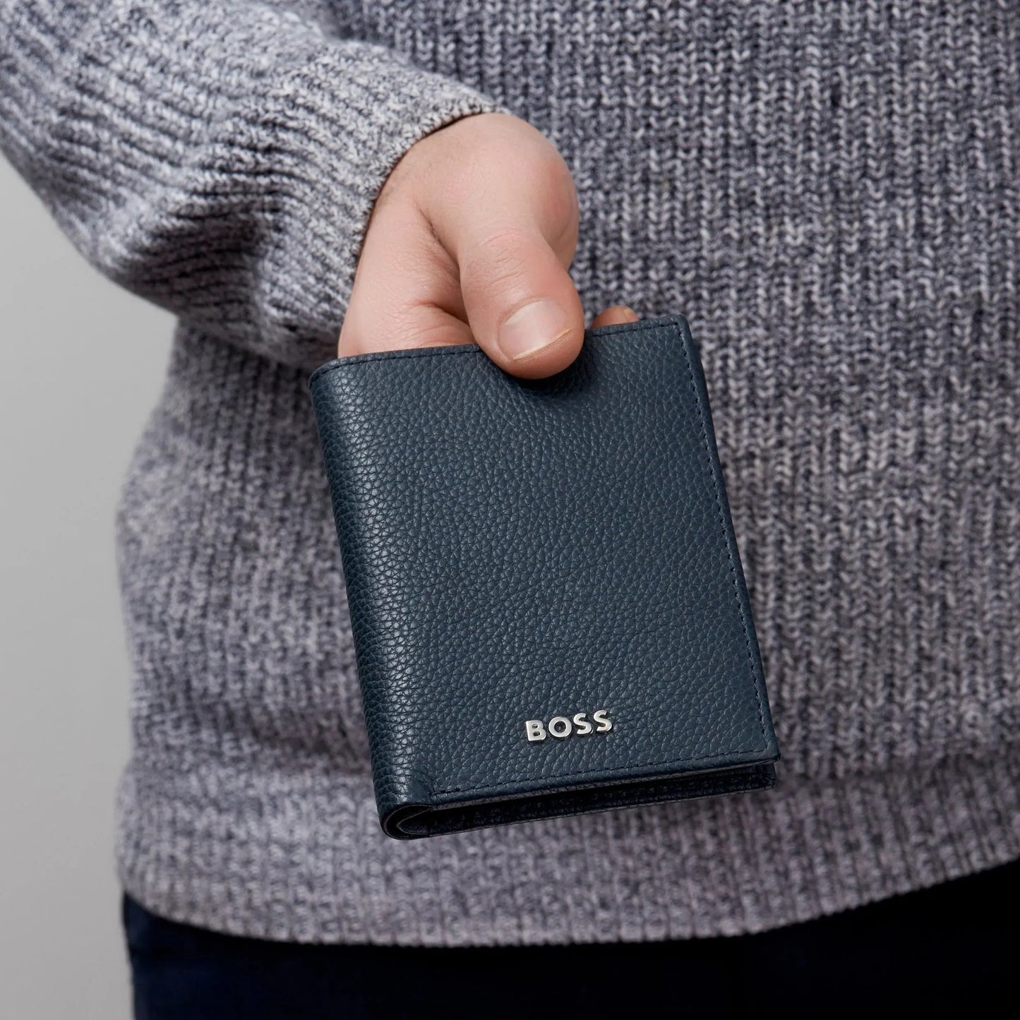 HUGO BOSS HLO416N Πορτοφόλι Vertical Flap Classic Grained Navy Wallet