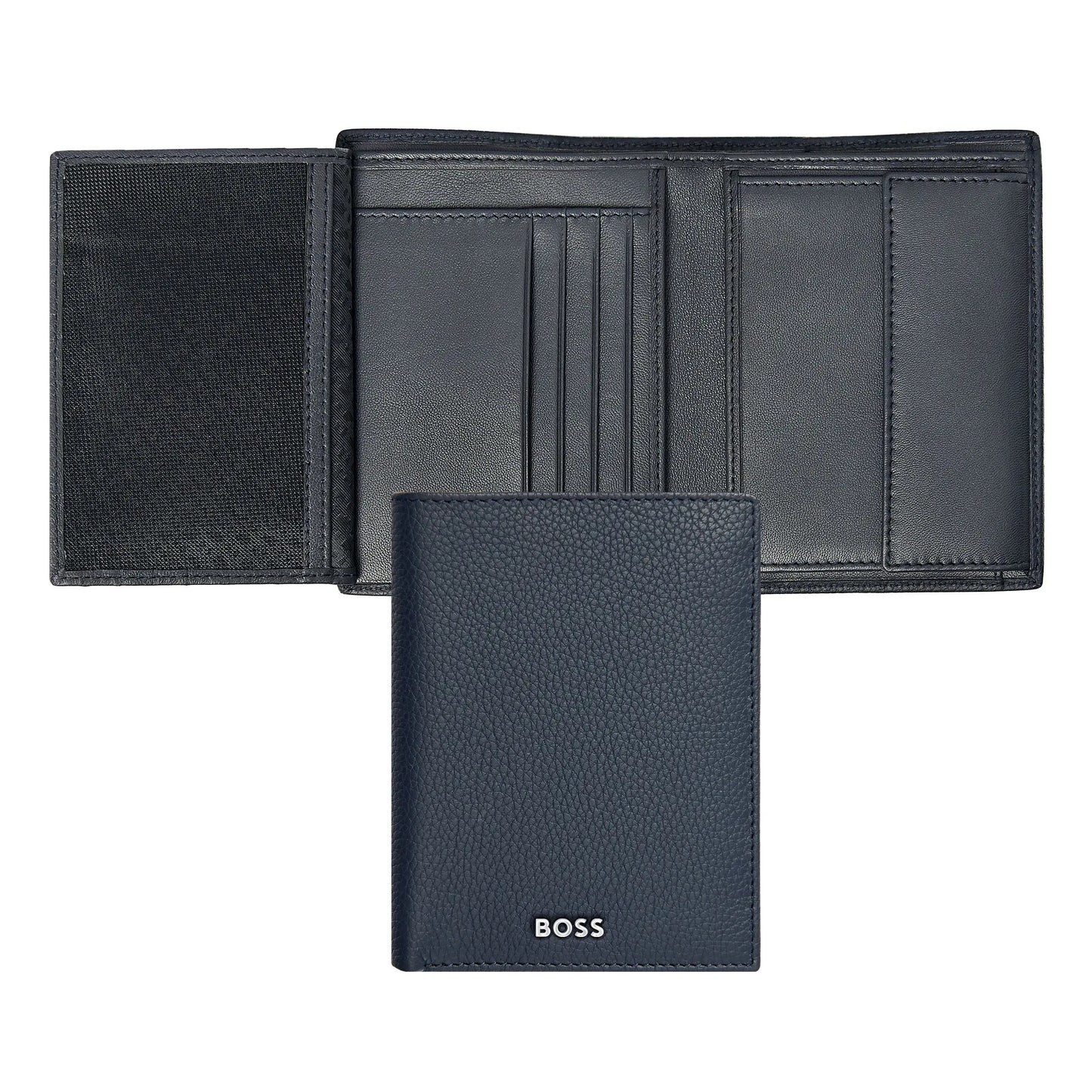 HUGO BOSS HLO416N Πορτοφόλι Vertical Flap Classic Grained Navy Wallet