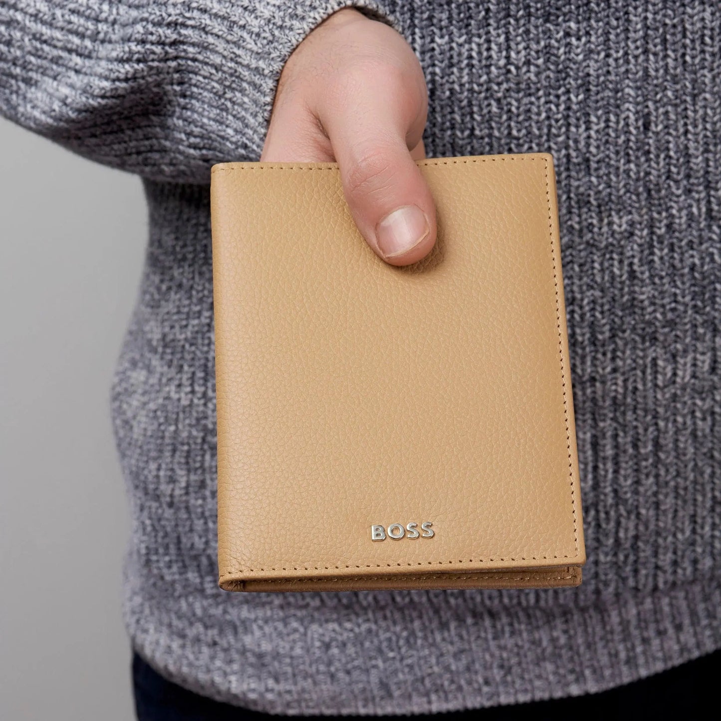 HUGO BOSS HLO416X Πορτοφόλι Vertical Flap Classic Grained Camel Wallet