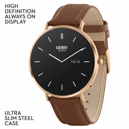 Henry London HLS65-0002 Smartwatch Brown Leather Strap
