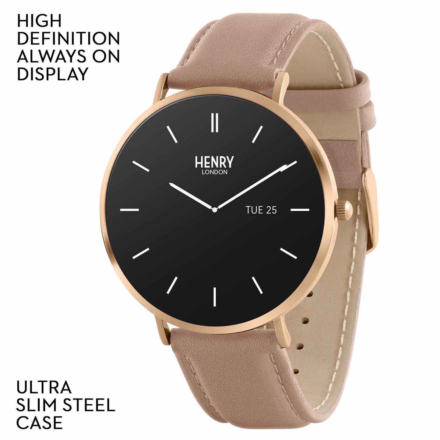 Henry London HLS65-0003 Smartwatch Beige Leather Strap
