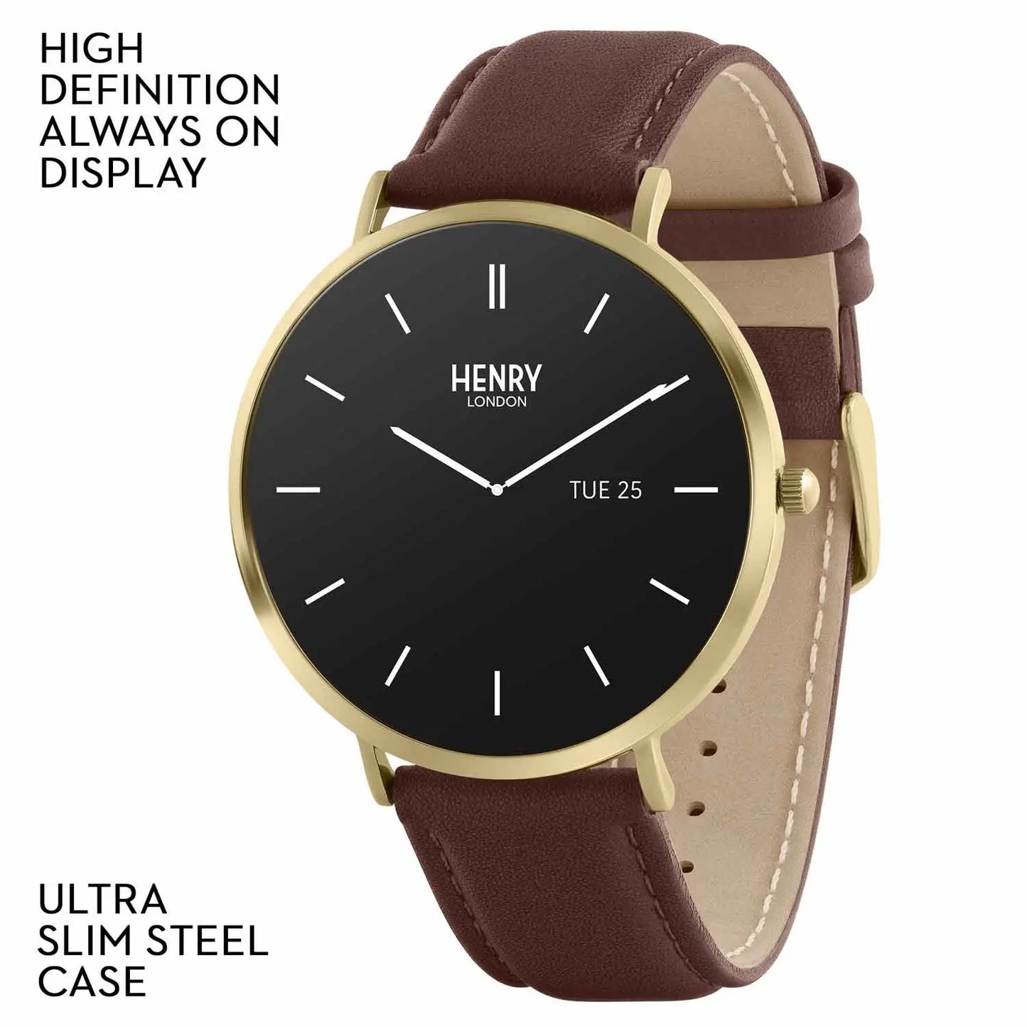 Henry London HLS65-0007 Smartwatch Brown Leather Strap