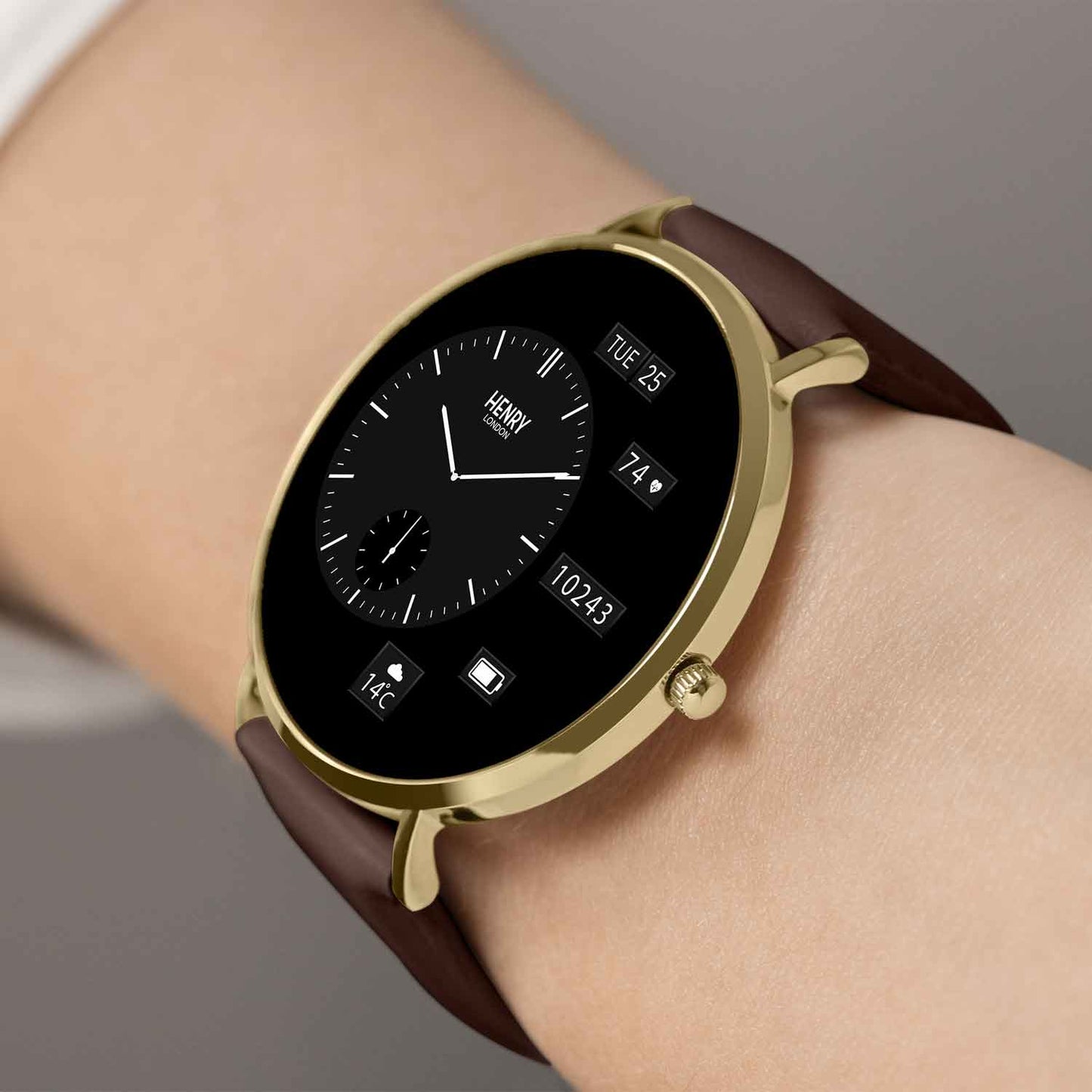 Henry London HLS65-0007 Smartwatch Brown Leather Strap