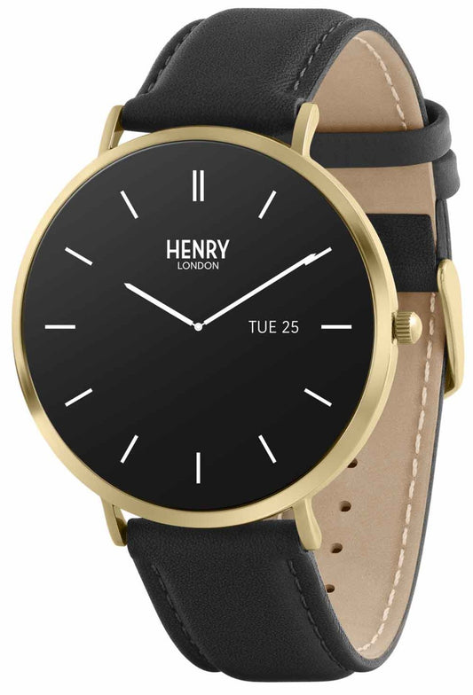 Henry London HLS65-0008 Smartwatch Black Leather Strap