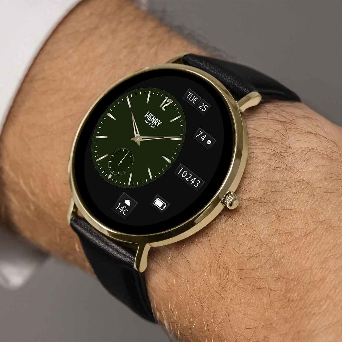 Henry London HLS65-0008 Smartwatch Black Leather Strap