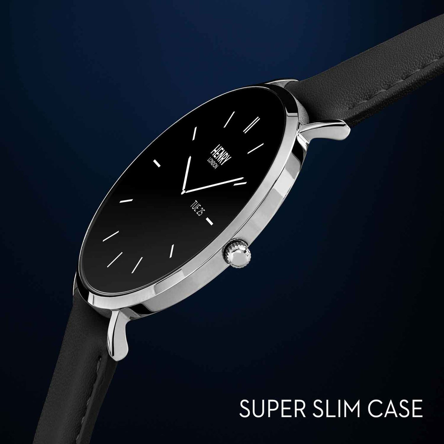 Henry London HLS65-0009 Smartwatch Black Leather Strap