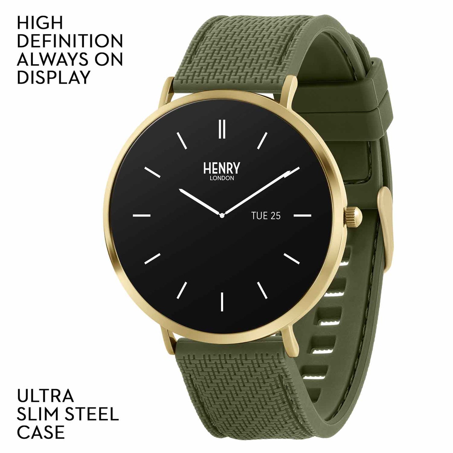 Henry London HLS65-0018 Smartwatch Olive Silicon Strap