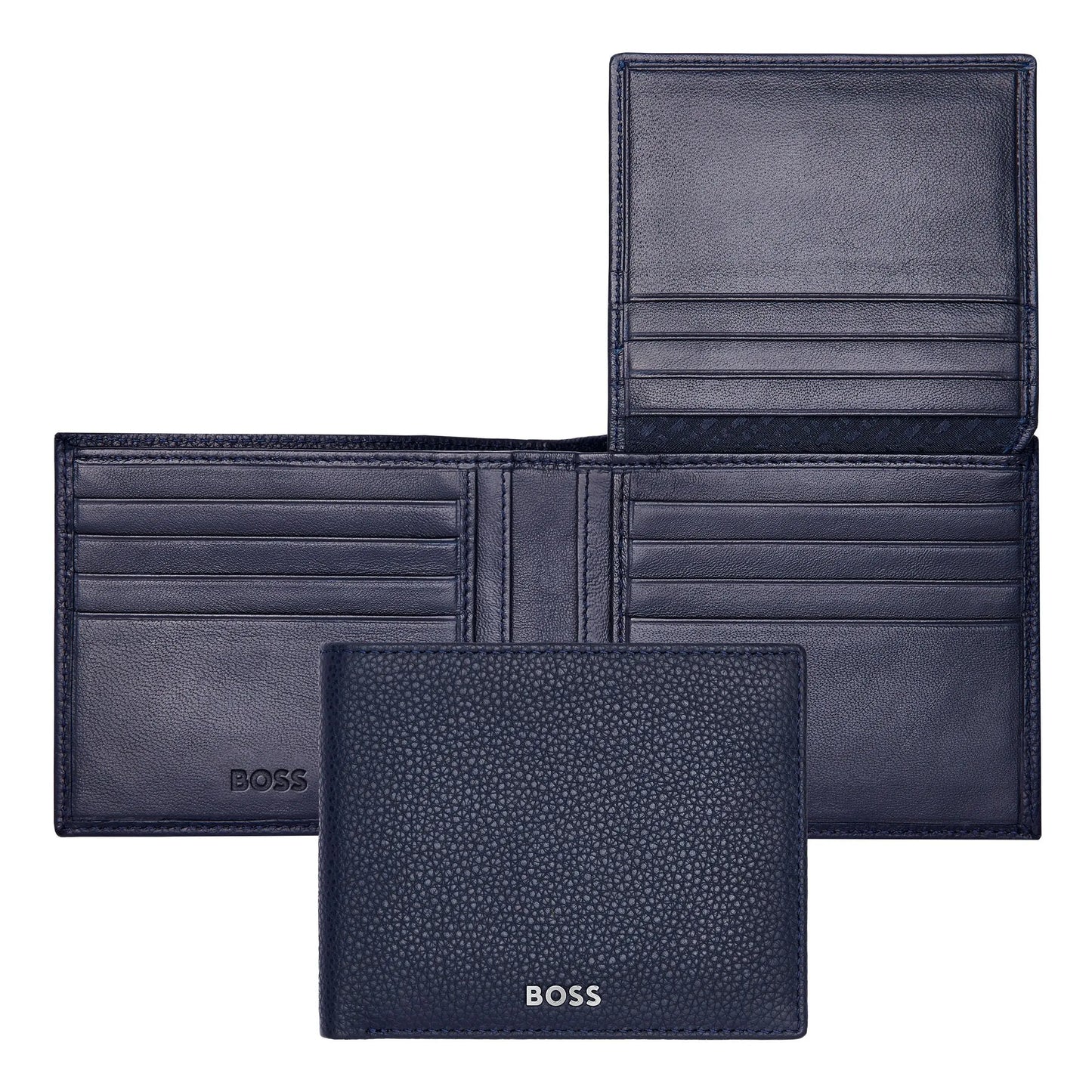 HUGO BOSS HLY416N Πορτοφόλι Flap Classic Grained Blue Wallet