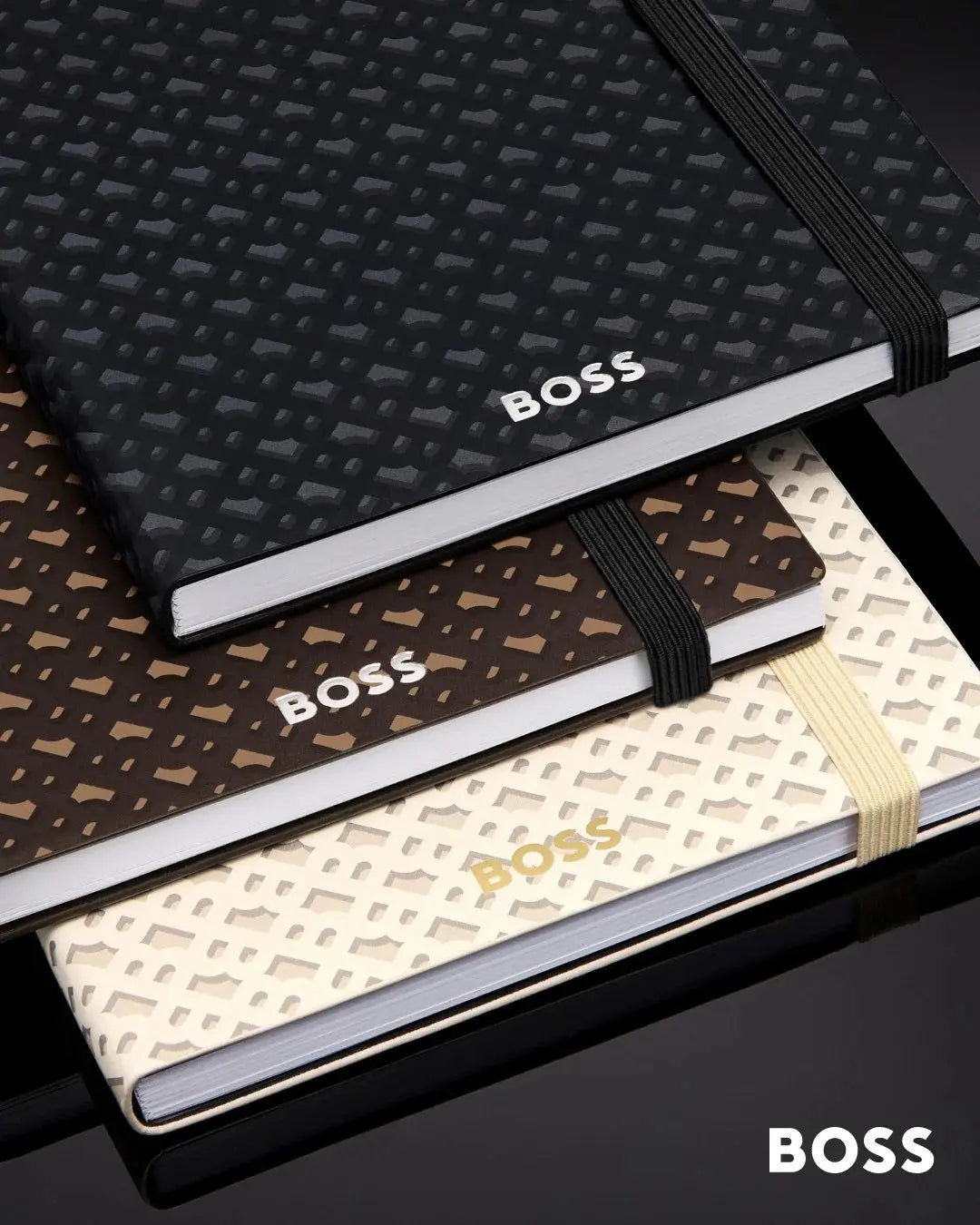 HUGO BOSS HNH412GL Σημειωματάριο A5 Monogram Cream Lined Notebook