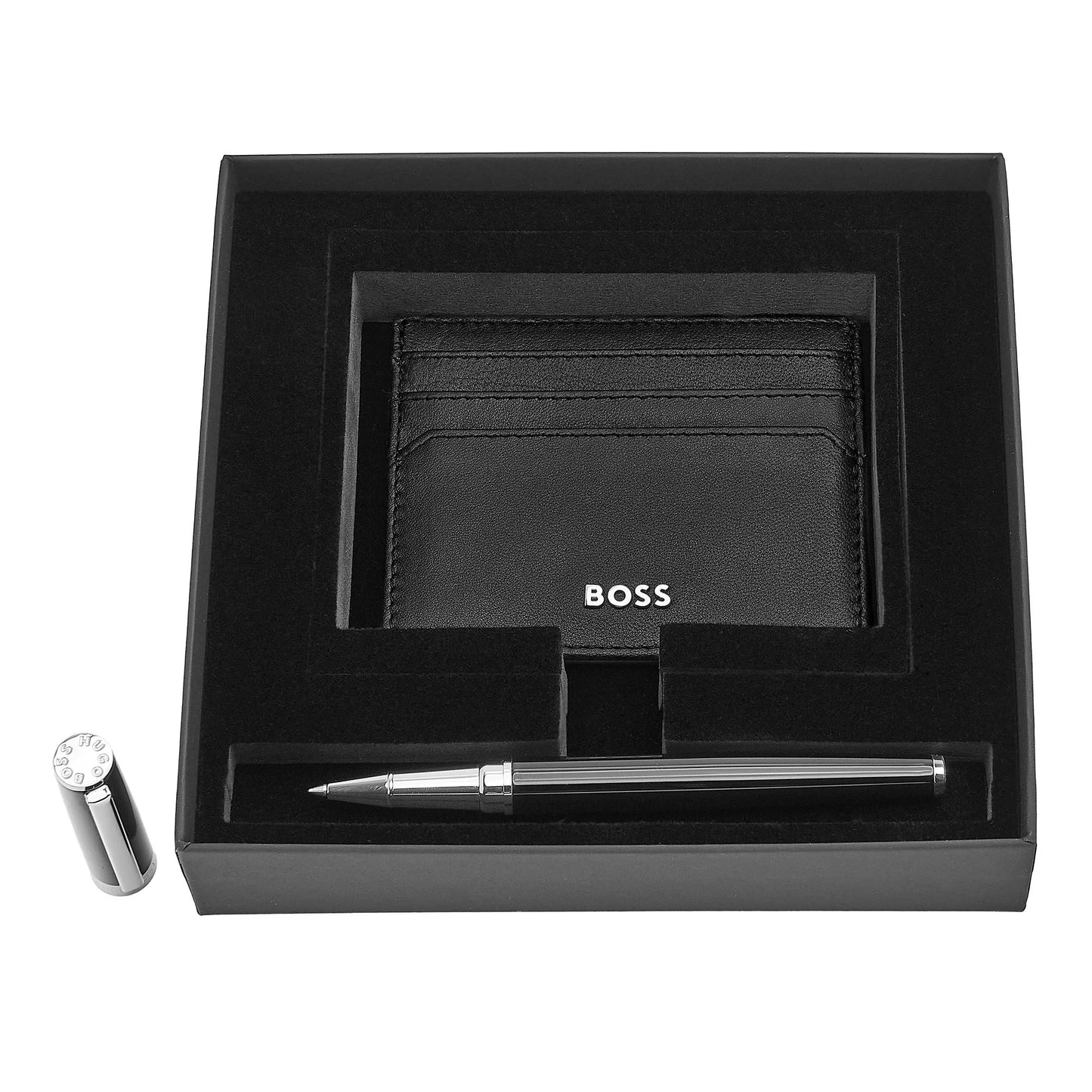 HUGO BOSS HPCB254A Rollerball Pen & Card Holder Gift Set