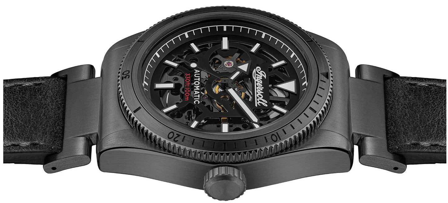 Ingersoll I13902 Scovill Automatic Black Leather Strap