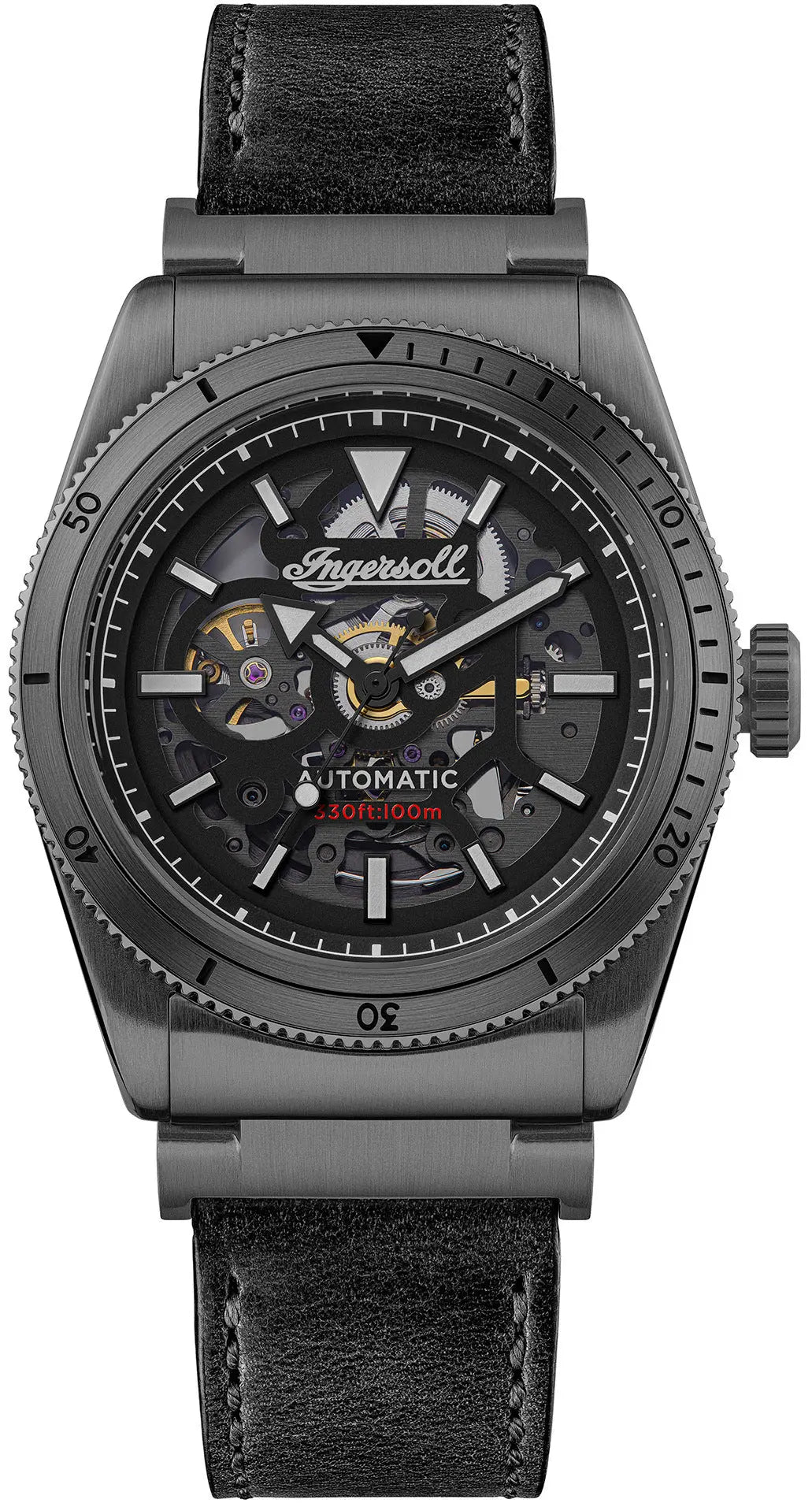 Ingersoll I13902 Scovill Automatic Black Leather Strap