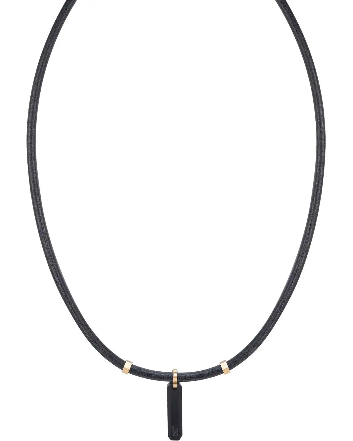 Caterpillar J005N10111 Obsidian Ανδρικό Κολιέ Από Δέρμα και Ανοξείδωτο Ατσάλι