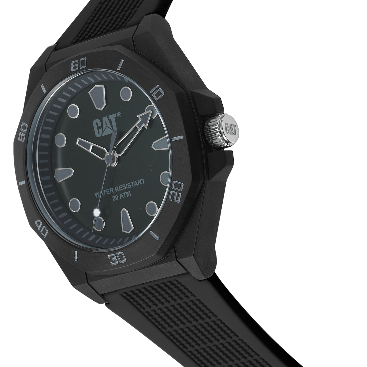 CATERPILLAR JA11021111 Octa Shield Black Silicon Strap - Κοσμηματοπωλείο Goldy