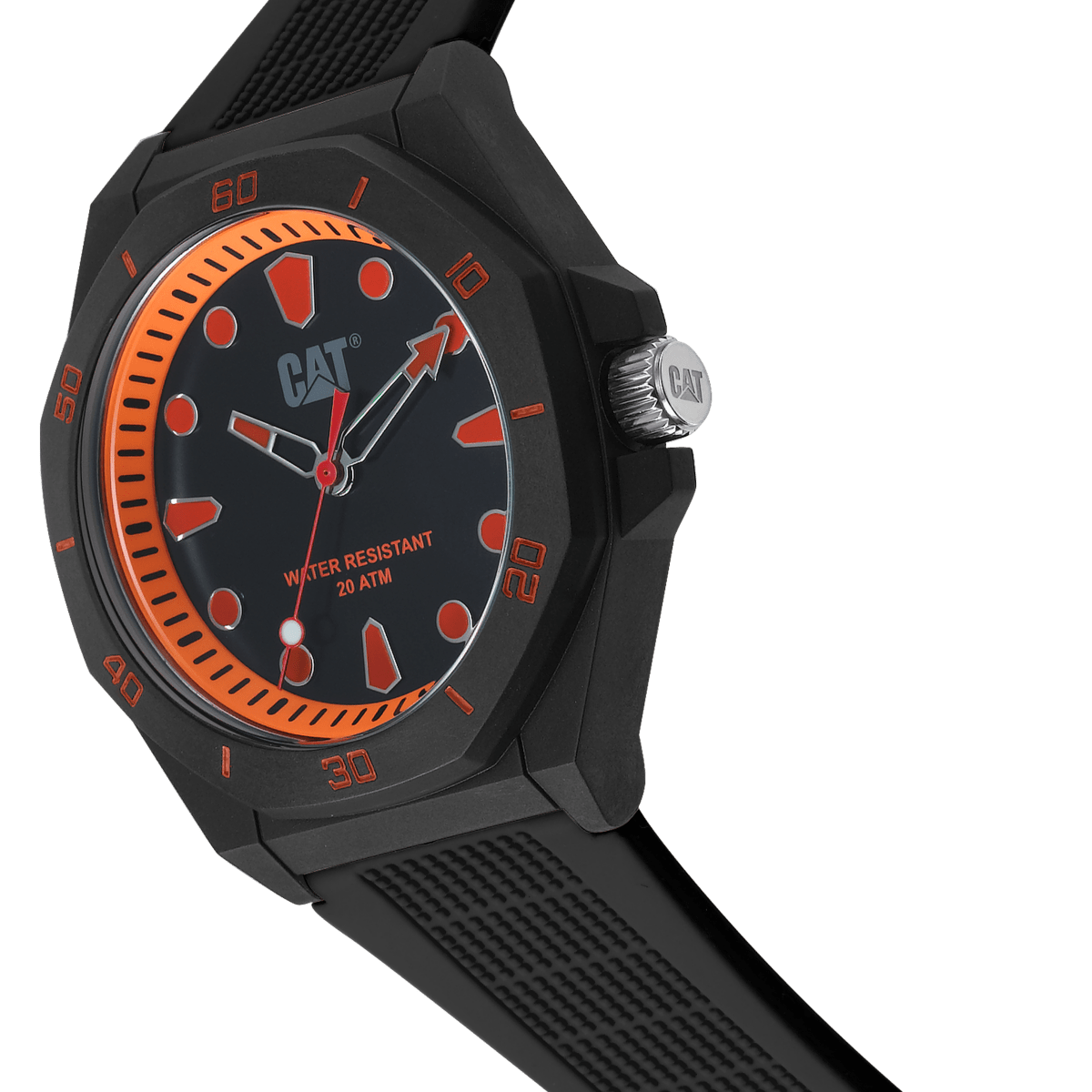 CATERPILLAR JA11021118 Octa Shield Black Silicon Strap - Κοσμηματοπωλείο Goldy