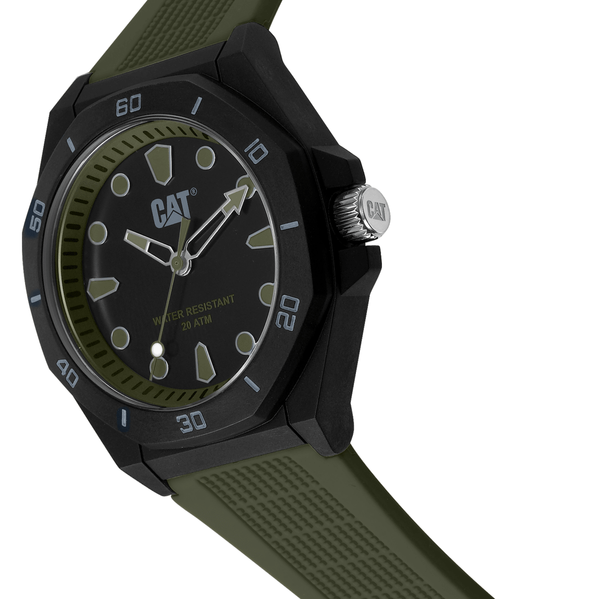 CATERPILLAR JA11023312 Octa Shield Green Silicon Strap - Κοσμηματοπωλείο Goldy