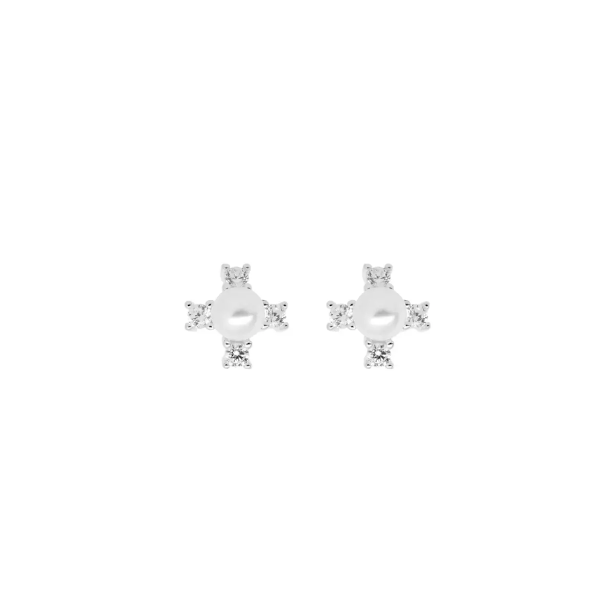 JOOLS JERY15530.1 Platinum Plated Silver Earrings with Pearls