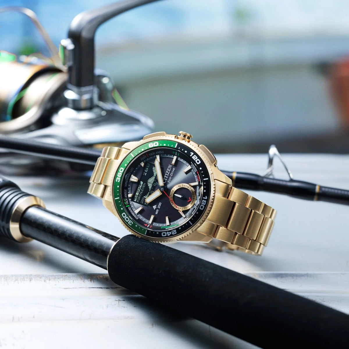 Citizen JV3002-51E Promaster Wave Tracker Eco-Drive Gold Stainless Steel Bracelet