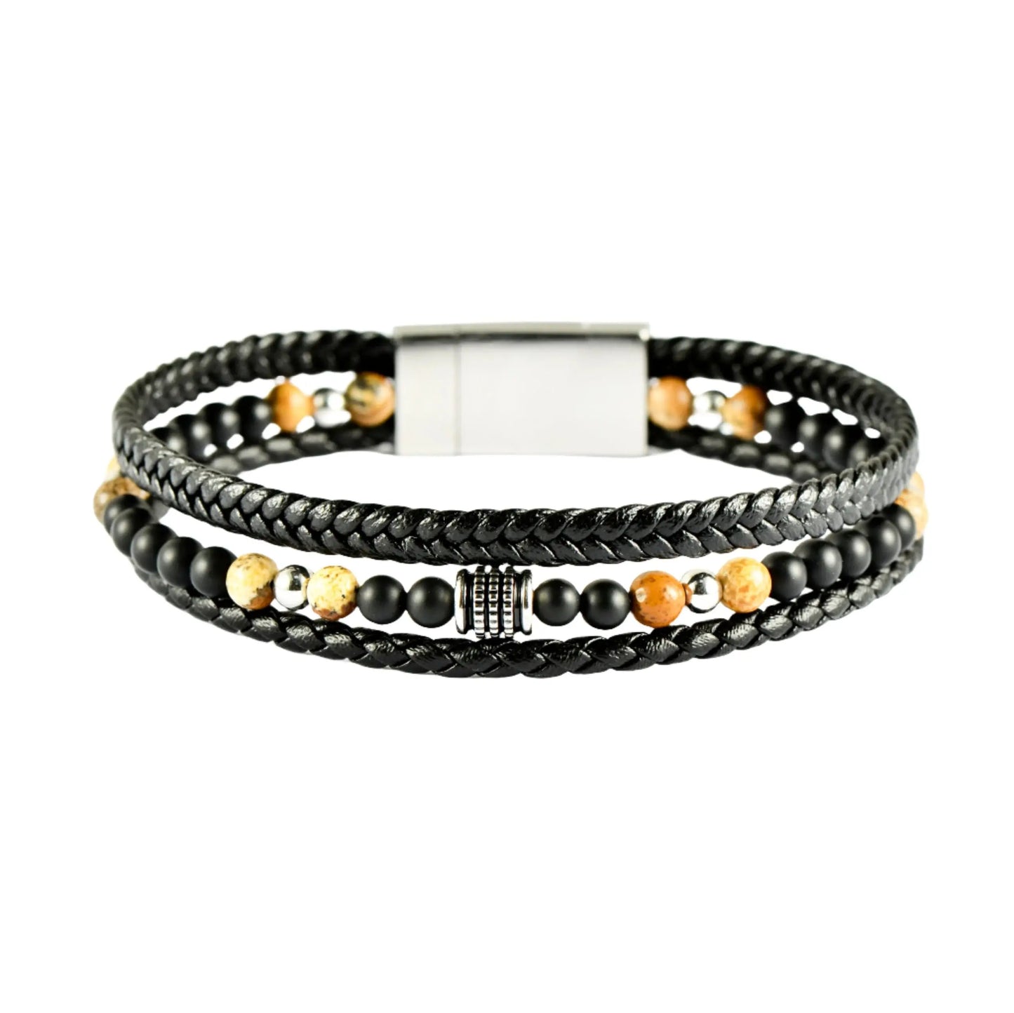 US POLO JW9210BR Men's Steel and Leather Bracelet