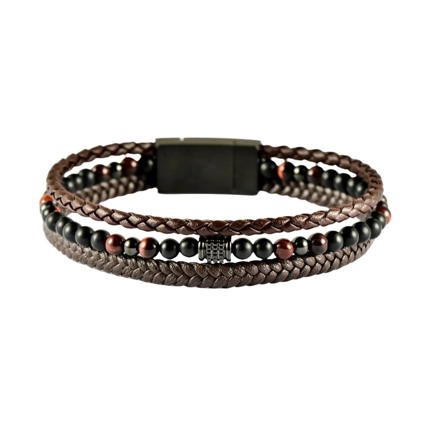 US POLO JW9210BR Men's Steel and Leather Bracelet