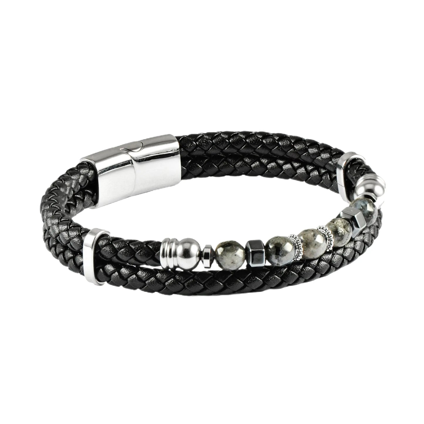 US POLO JW9210BR Men's Steel and Leather Bracelet