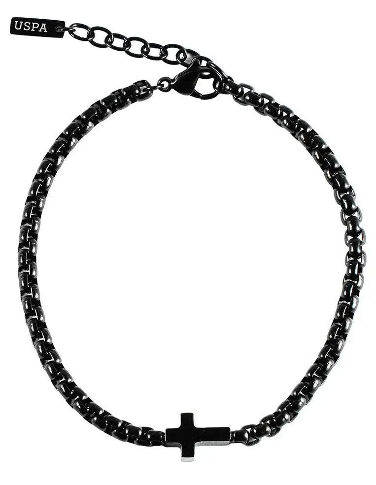 US POLO JW9210BR Men's Steel and Leather Bracelet