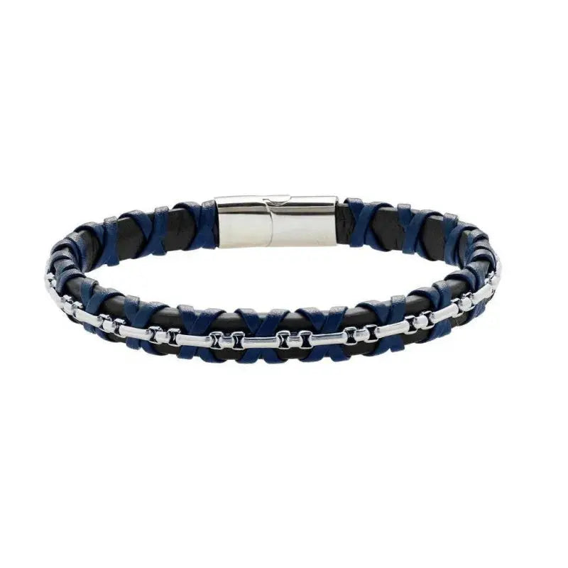 US POLO JW9210BR Men's Steel and Leather Bracelet