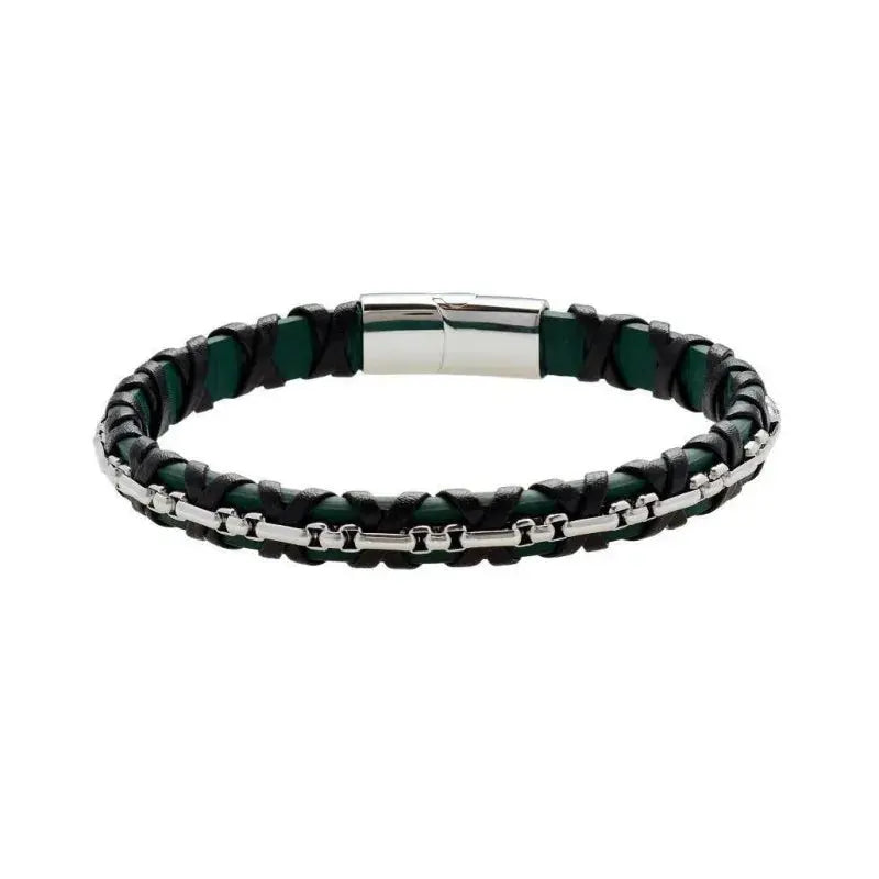 US POLO JW9210BR Men's Steel and Leather Bracelet